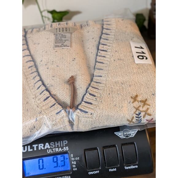 VTG Teddi Knit Sweater Vest Granny Cottage Core Fall Leaf Artsy Embroider Nature - Picture 11 of 11